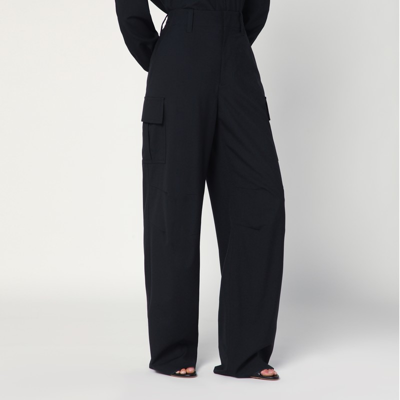 Bottega Veneta Midnight Blue Wool Cargo Trousers In Blue