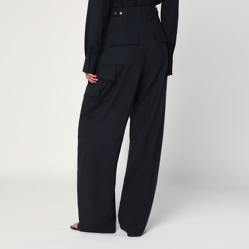 Bottega Veneta Midnight Blue Wool Cargo Trousers In Blue