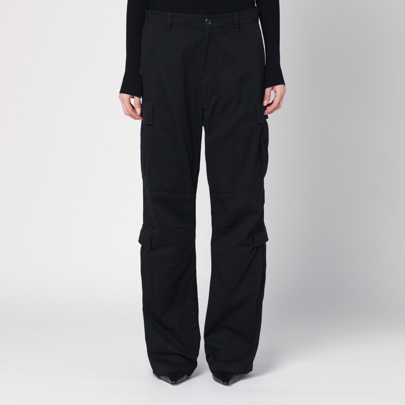 Black cargo pants in cotton blend