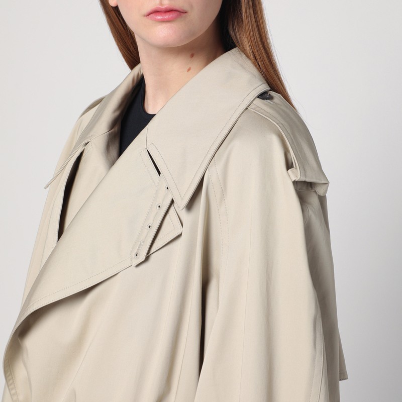 Balenciaga Beige Cropped Trench Coat In Cotton Twill In Beige