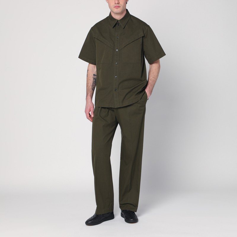Bottega Veneta Light Cotton Twill Short Sleeved Shirt In Green