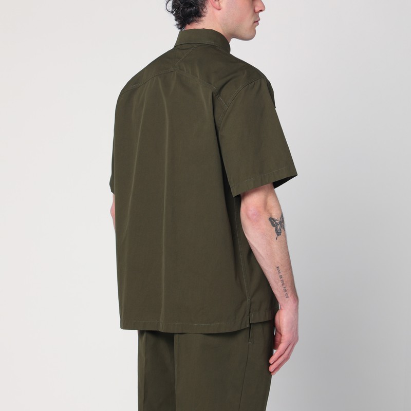 Bottega Veneta Light Cotton Twill Short Sleeved Shirt In Green