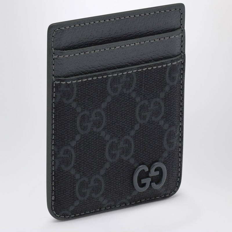 GG Supreme black/grey fabric card holder
