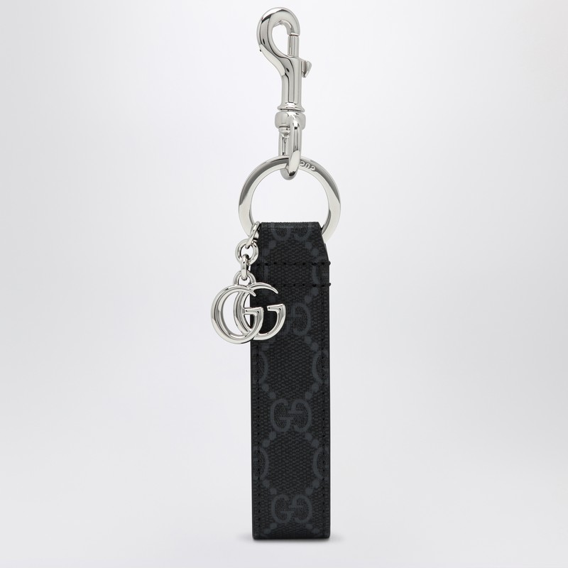 Gucci Gg Black Keychain With Double G In Black