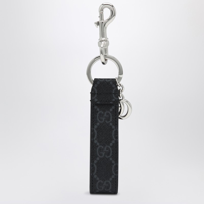 Gucci Gg Black Keychain With Double G In Black