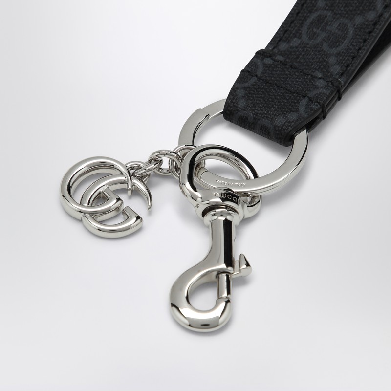 Gucci Gg Black Keychain With Double G In Black