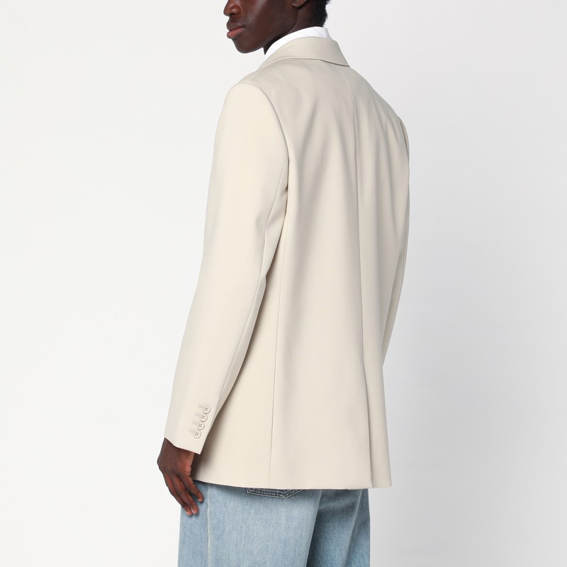 Saint Laurent Single-breasted Wool Blazer In Beige