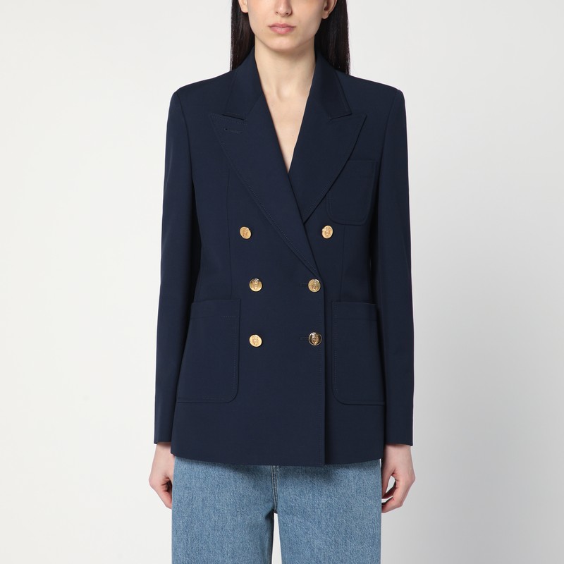 Double-breasted blue jacket in cotton