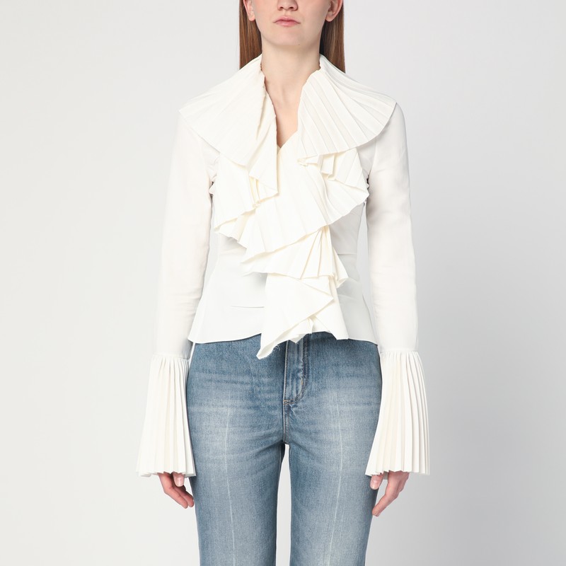 Alexander Mcqueen Ruffled Pleated Blouse In White