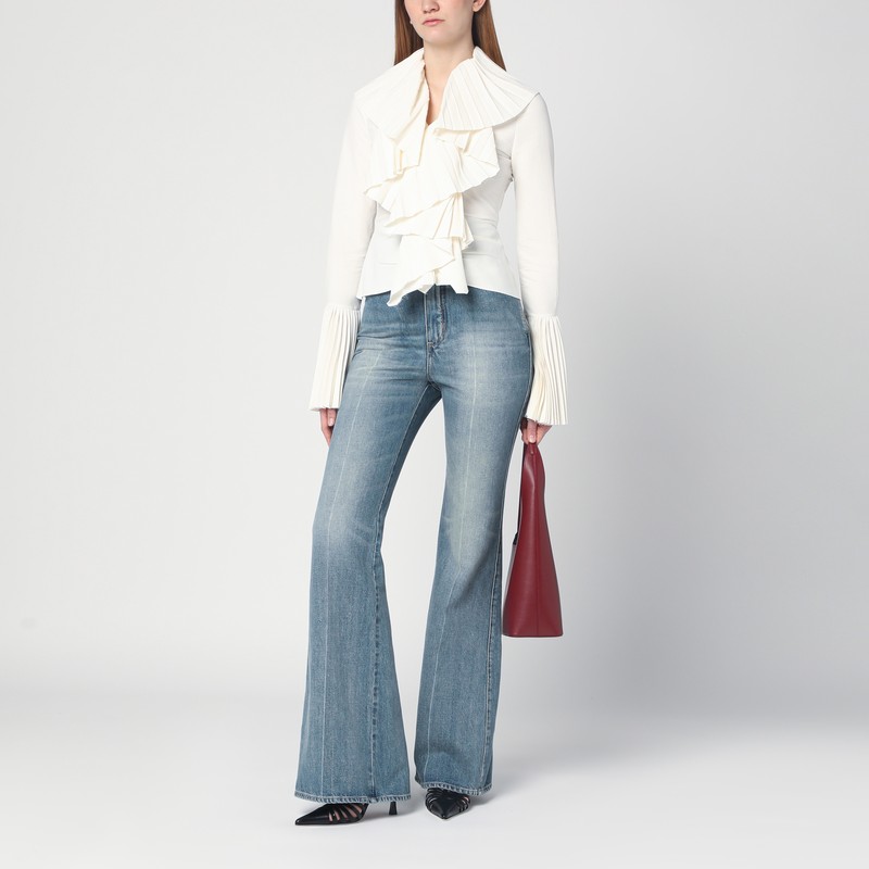 Alexander Mcqueen Ruffled Pleated Blouse In White