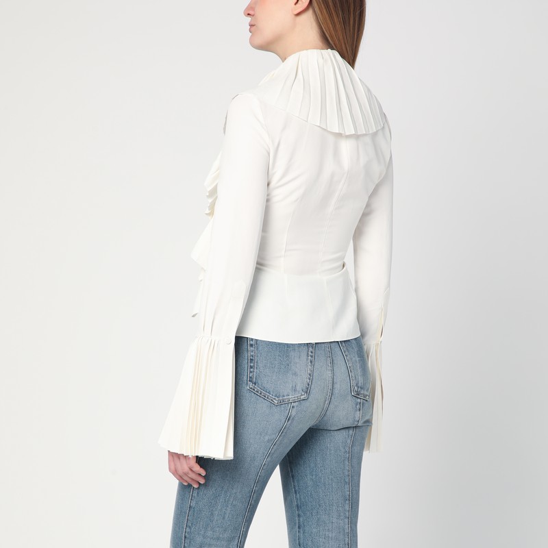 Alexander Mcqueen Ruffled Pleated Blouse In White