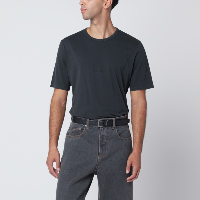 Black washed cotton T-shirt