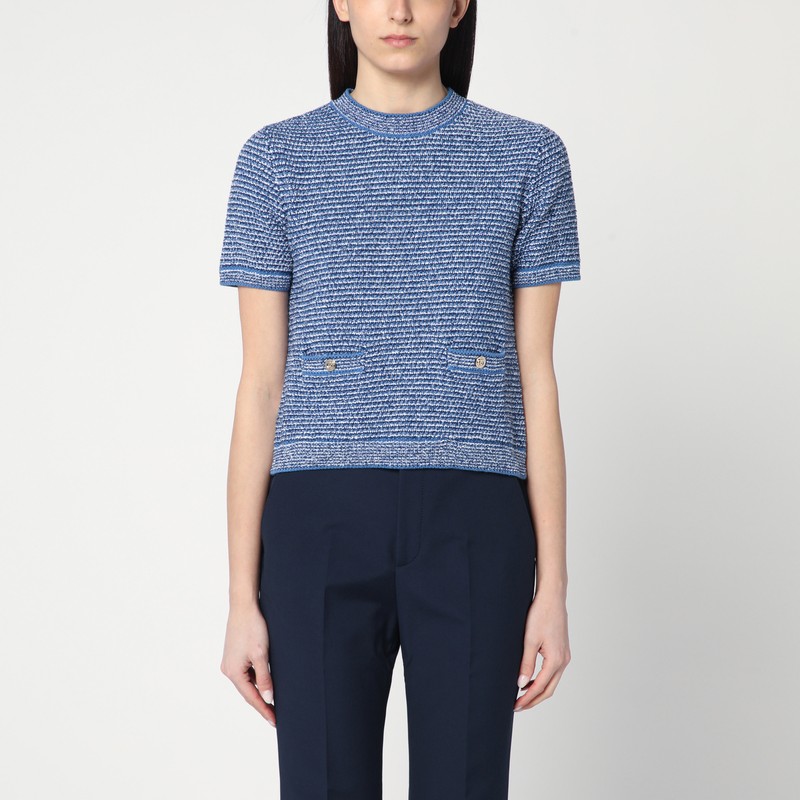 Light blue cotton-blend sweater