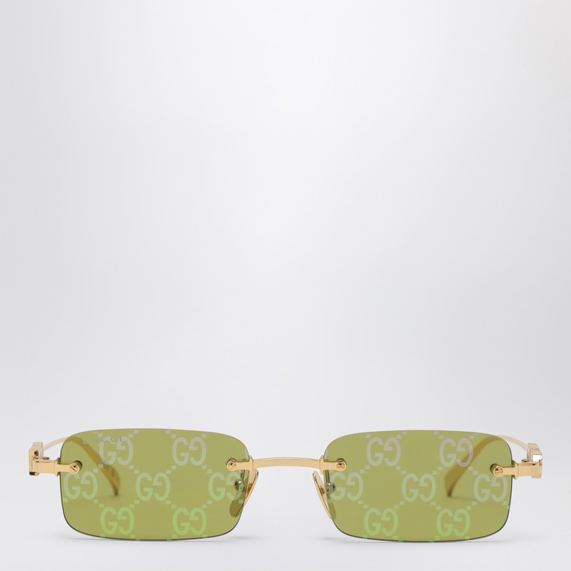 Rectangular Sunglasses in green/gold