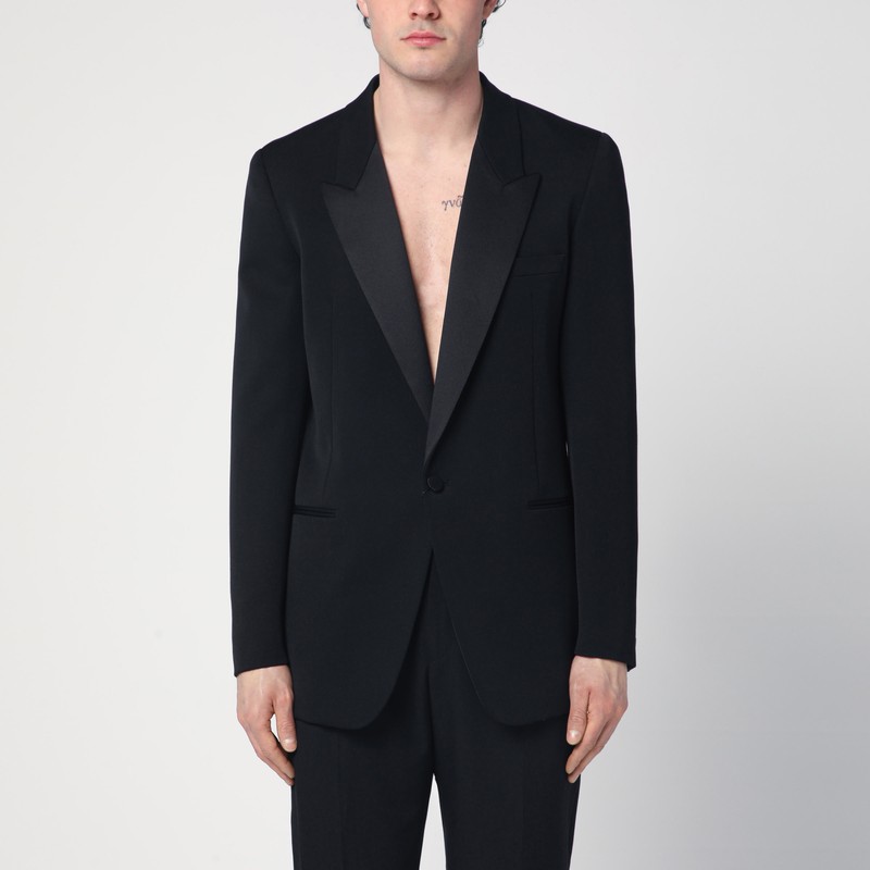 Black grain de poudre tuxedo jacket - Saint Laurent - Modalova