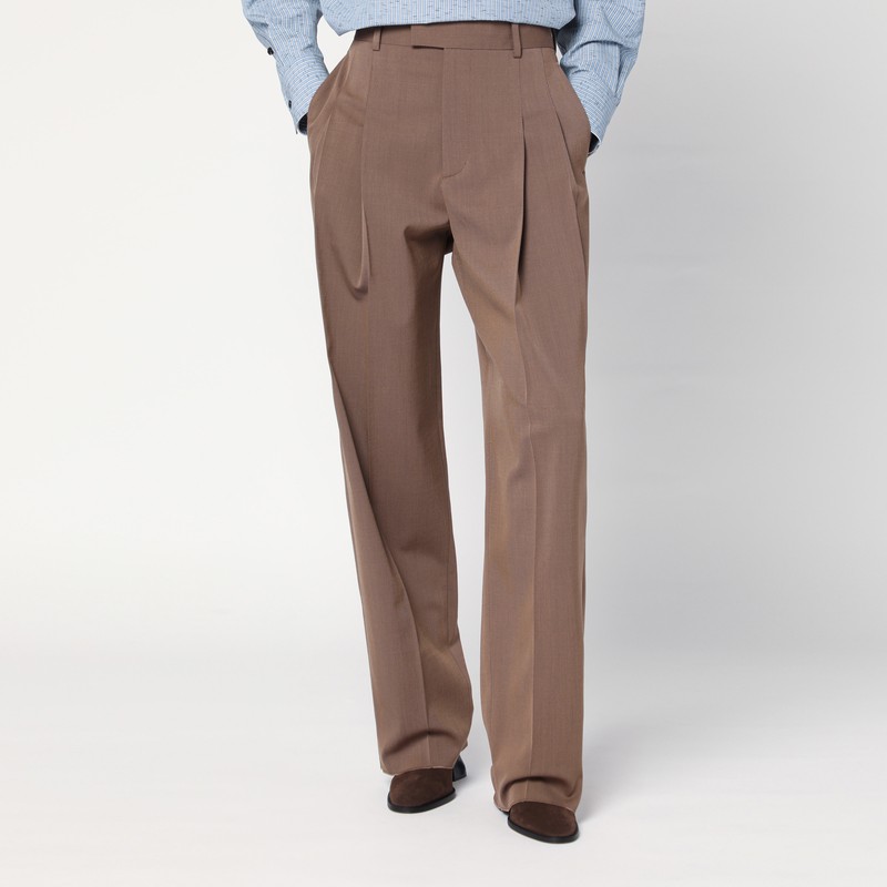 Bottega Veneta Women Brown Trousers In Wool Blend In Brown
