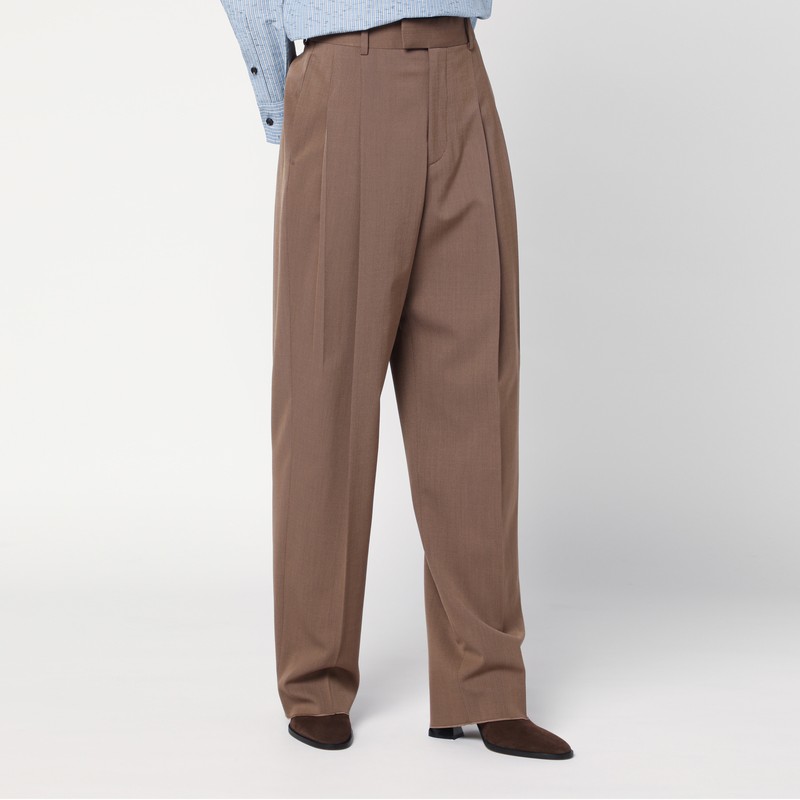 Bottega Veneta Women Brown Trousers In Wool Blend In Brown