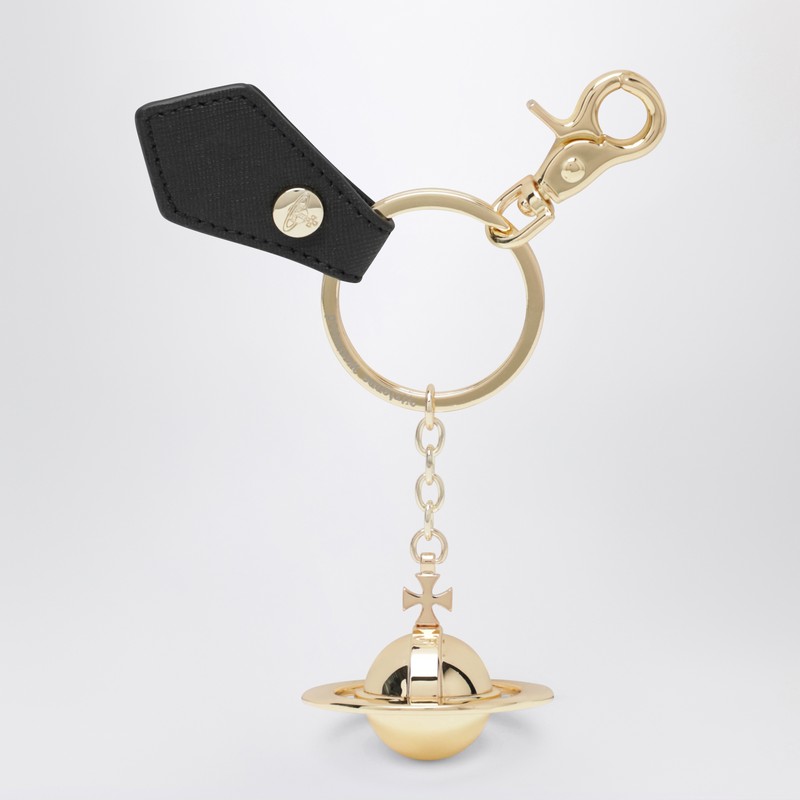 Vivienne Westwood Gold Metal 3d Orb Keyring In White