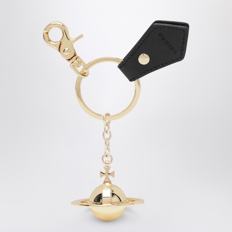 Vivienne Westwood Gold Metal 3d Orb Keyring In White