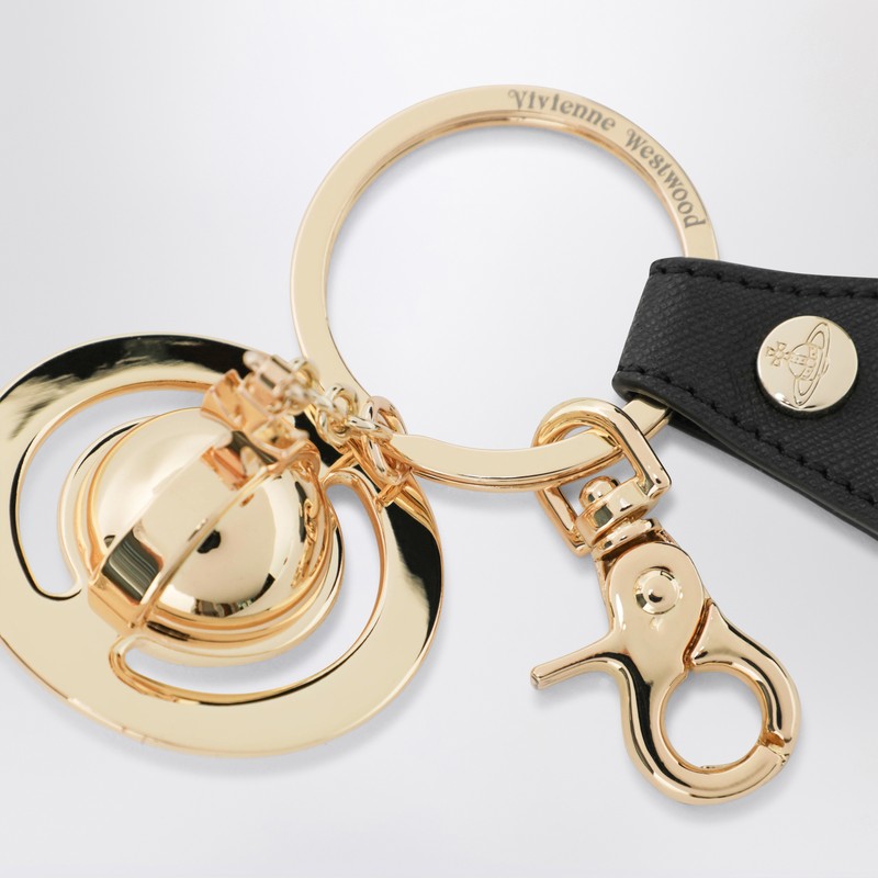 Vivienne Westwood Gold Metal 3d Orb Keyring In White