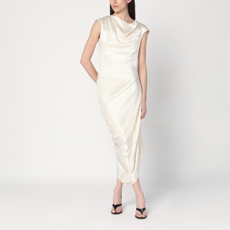 Ivory asymmetrical draped dress