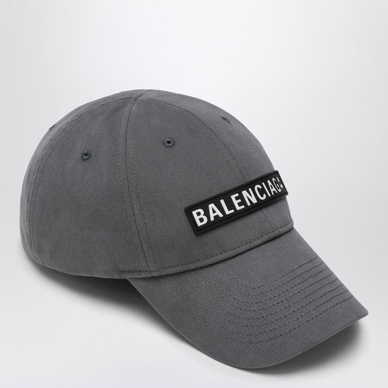 Balenciaga Grey Cotton Patch Baseball Cap In Gray