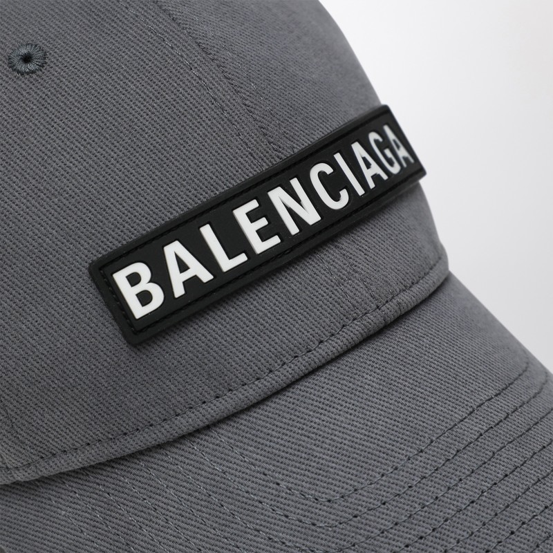 Balenciaga Grey Cotton Patch Baseball Cap In Gray