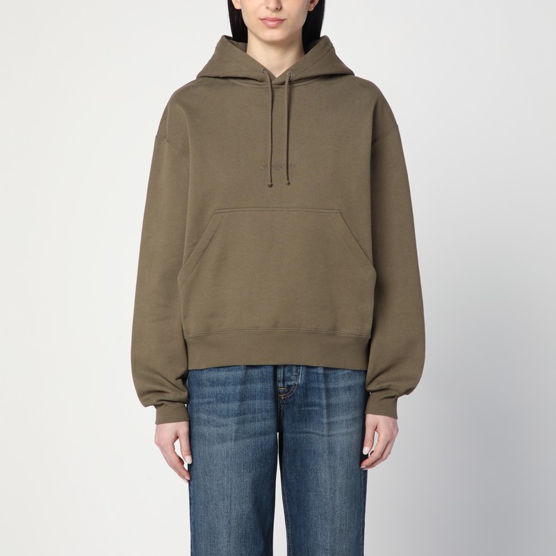 Khaki green hooded sweatshirt - Saint Laurent - Modalova