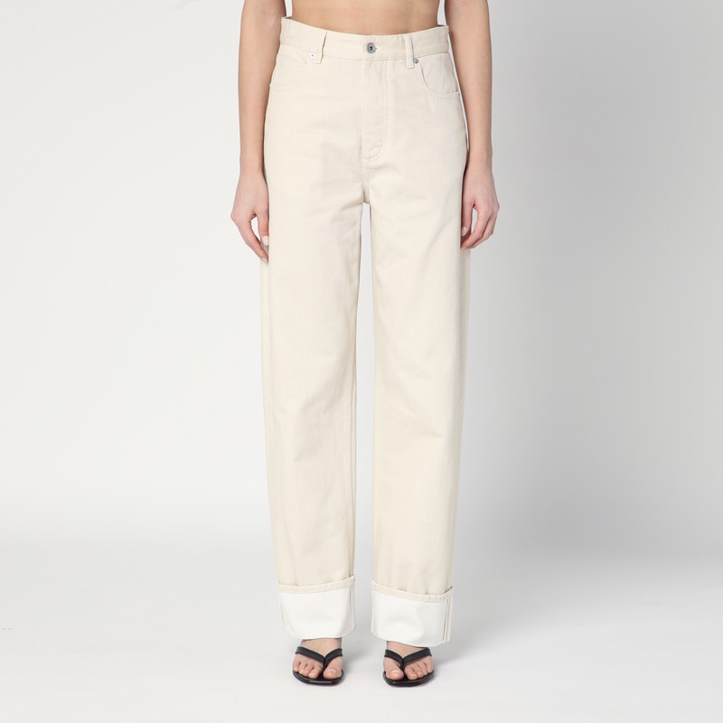 Meringue coloured turned up jeans