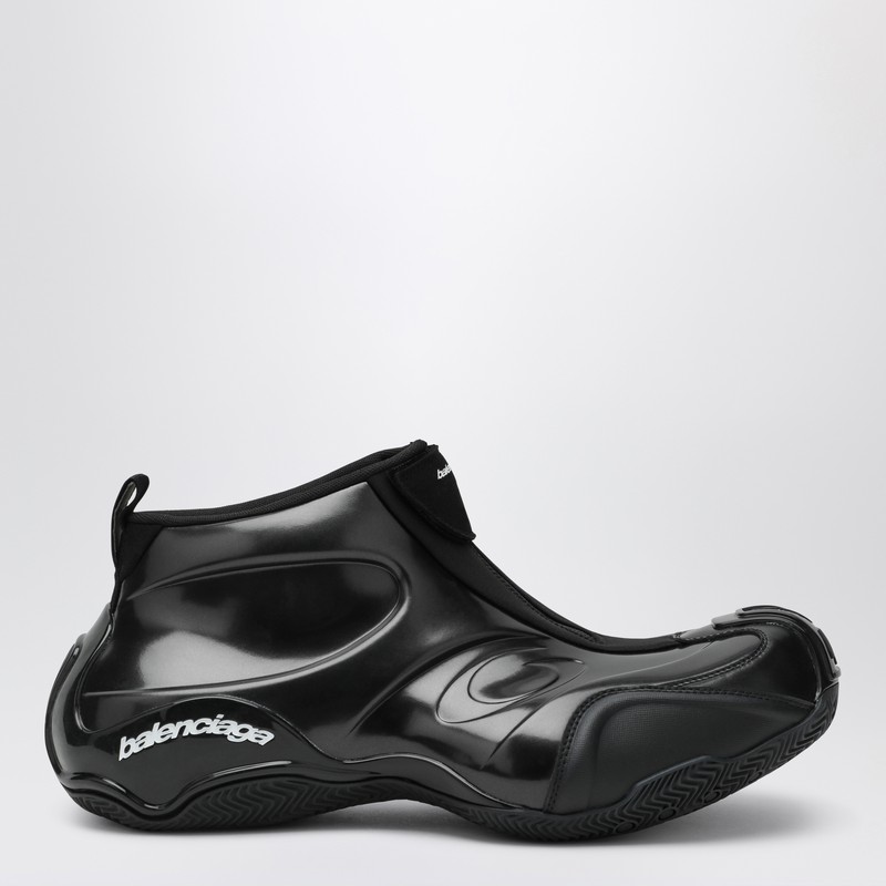 Shiny black polyester basketball sneakers