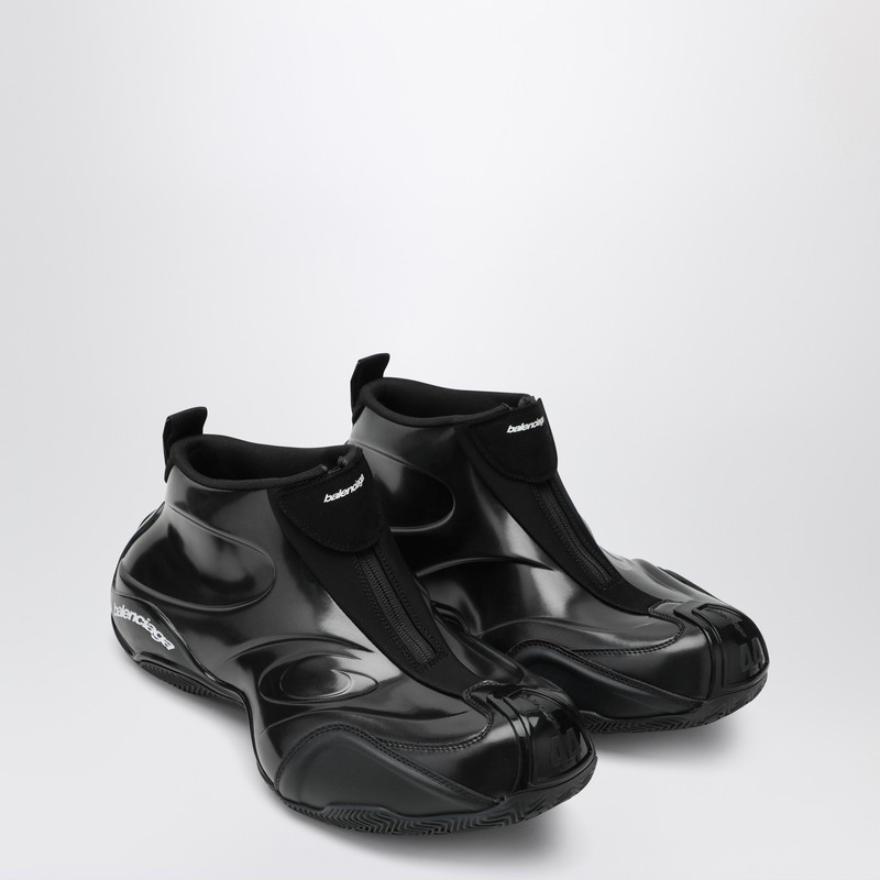 Balenciaga Shiny Black Polyester Basketball Sneakers In Black