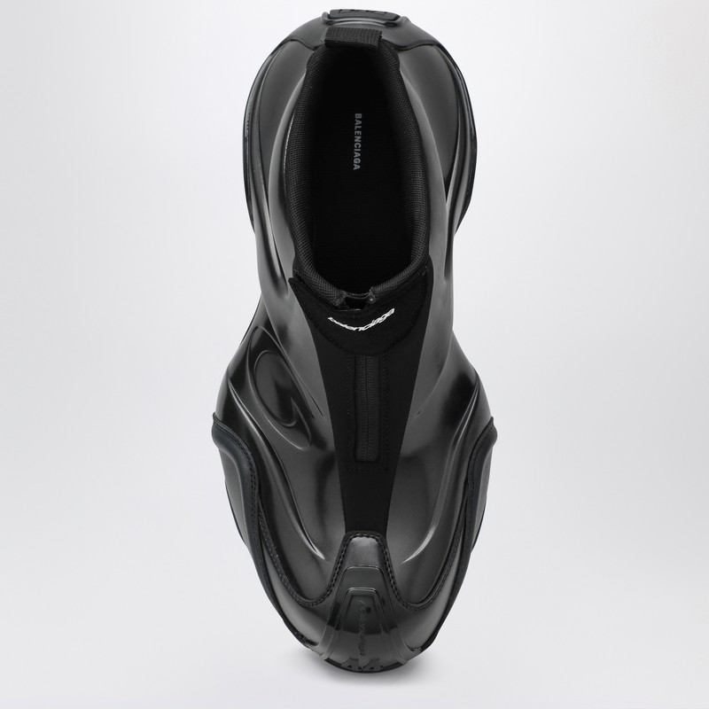 Balenciaga Shiny Black Polyester Basketball Sneakers In Black