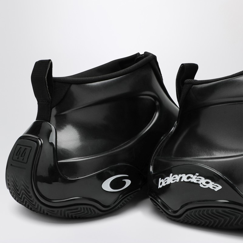 Balenciaga Shiny Black Polyester Basketball Sneakers In Black