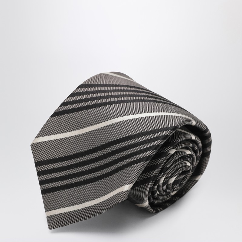 Gray striped silk tie