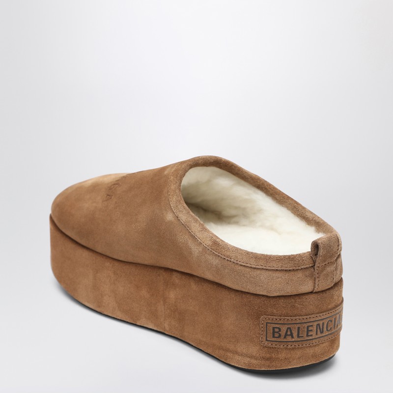 Balenciaga Alaska Soft Brown Platform Clogs In Brown