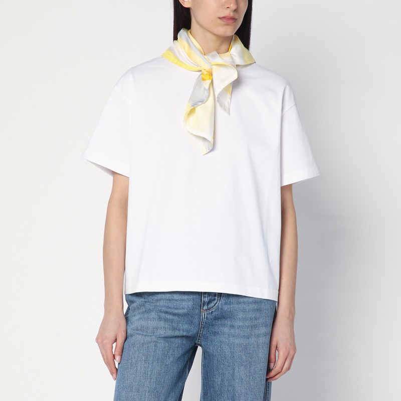 White T-shirt with Silk Scarf
