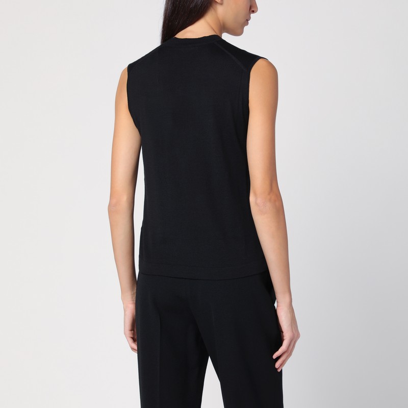 The Row Essential Wool Waistcoat Cardigan In Black