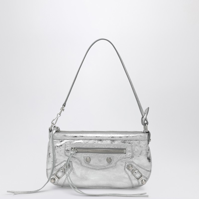 Balenciaga Silver Metallic Le City Shoulder Pouch In Metallic