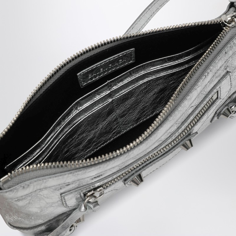Balenciaga Silver Metallic Le City Shoulder Pouch In Metallic