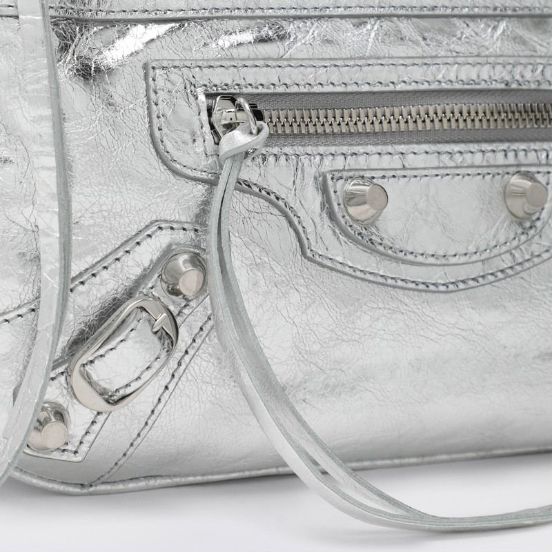 Balenciaga Silver Metallic Le City Shoulder Pouch In Metallic