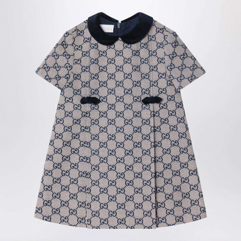 Beige/blue dress in GG fabric