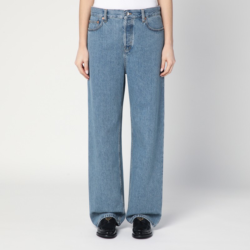 Light blue wide-leg jeans