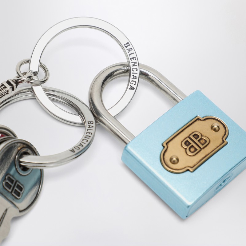 キーホルダー・キーリング BALENCIAGA KEYCHAIN WITH LOCK AND HEART OF CRYSTALS Balenciaga Keychain With Lock And Heart Of Crystals In