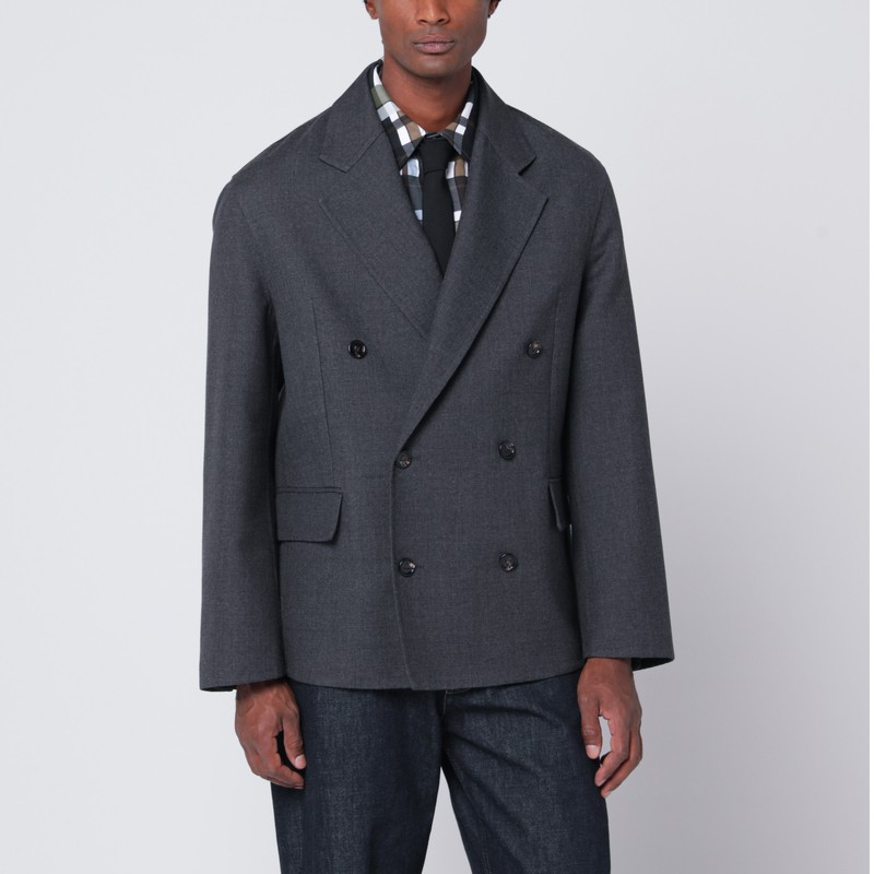 Grey double-breasted wool jacket - Bottega Veneta - Modalova