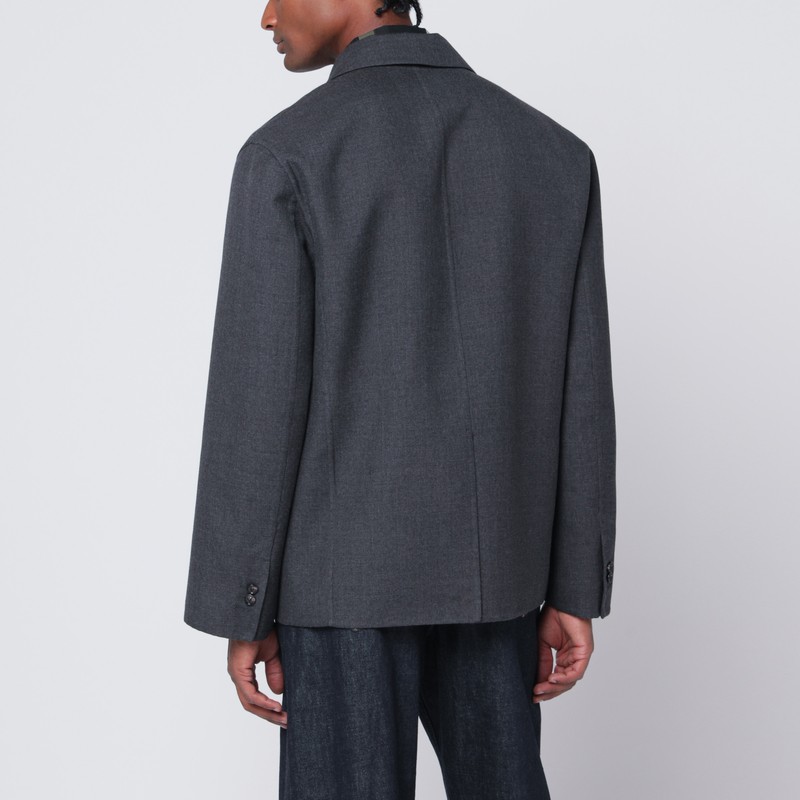Bottega Veneta Grey Double-breasted Wool Jacket In Gray