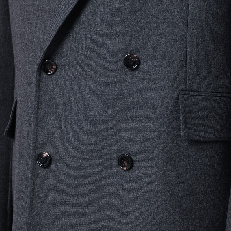 Bottega Veneta Grey Double-breasted Wool Jacket In Gray