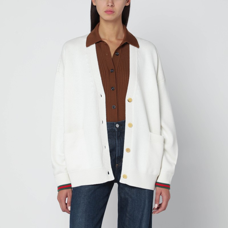 Ivory wool and cashmere cardigan
