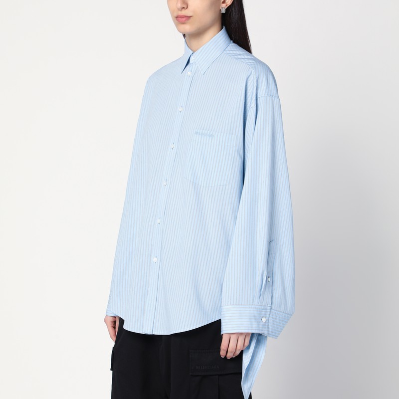 Light blue striped shirt with knotted cuffs