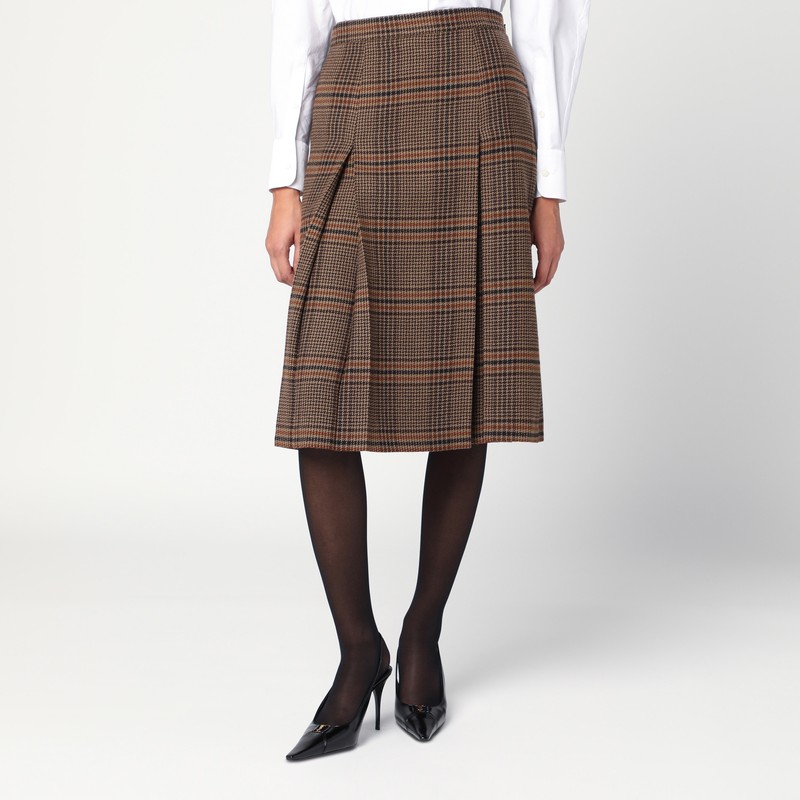 Prince of Wales wool midi skirt