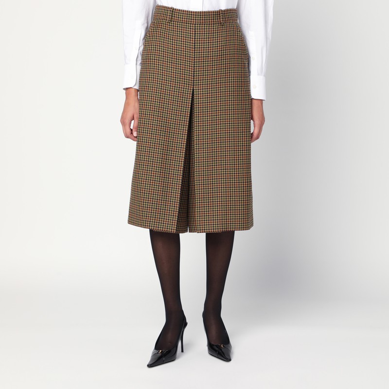 Checked wool culotte skirt